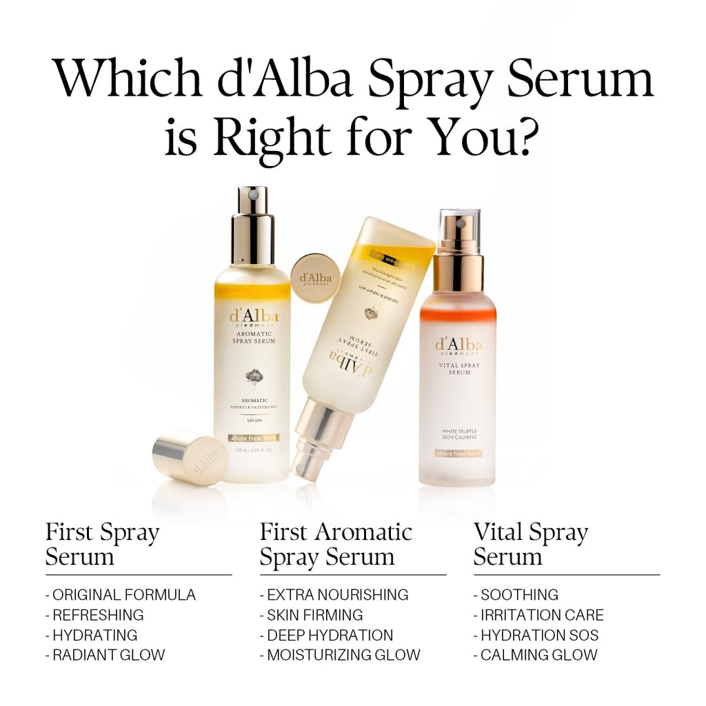 d'alba Piedmont Italian White Truffle First Spray Serum (3.38 fl oz) | Vegan Skin Care, Hydrating Face Moisturizer, Cakey Makeup Fix, Glow Serum for Radiant Skin, Non Comedogenic, Korean skincare