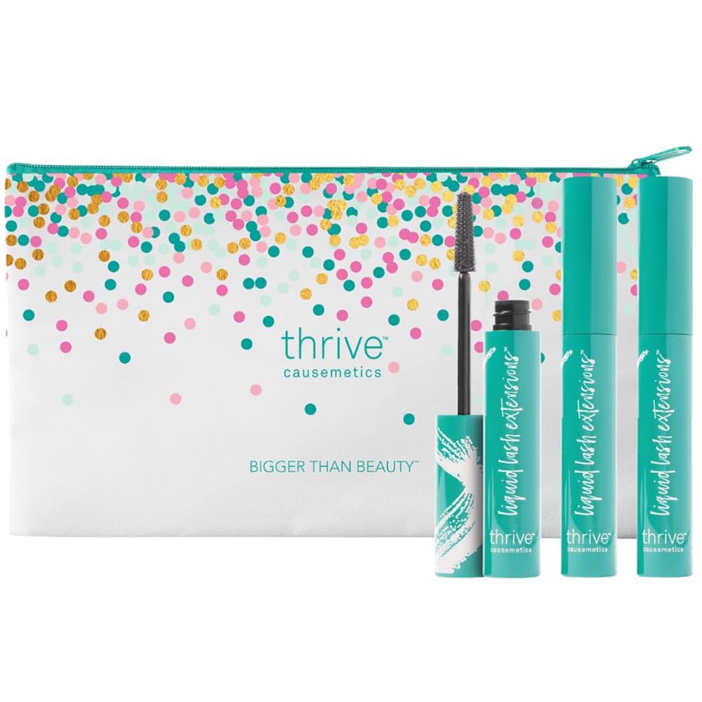 Thrive Causemetics Liquid Lash Extensions Mascara, Makeup Gift Set, Tubing Mascara Lengthening, Volumizing, Smudge Proof, No Clumping or Flaking, Cruelty Free, Brynn (Rich Black)