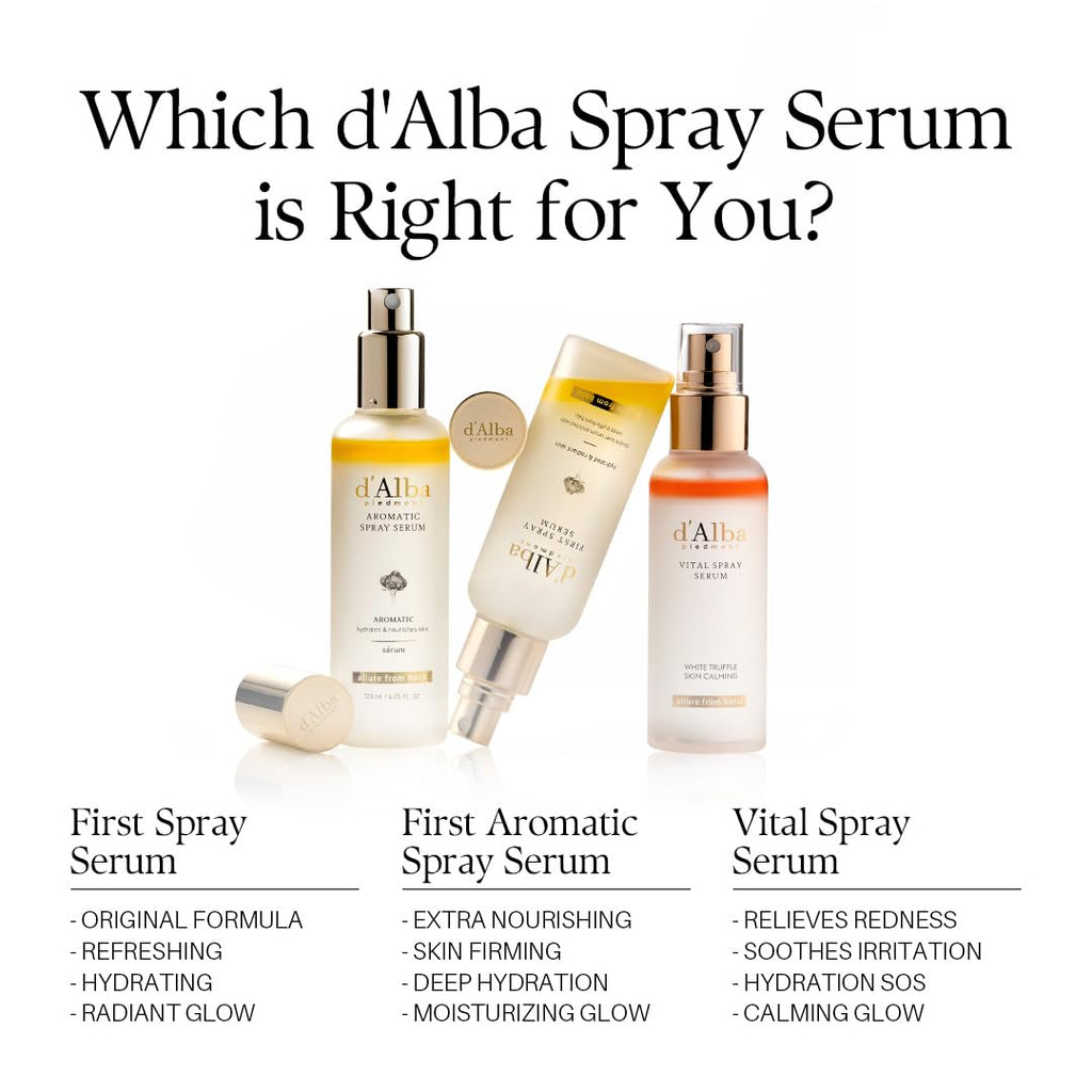 d'alba Piedmont Italian White Truffle First Spray Serum (3.38 fl oz) | Vegan Skin Care, Hydrating Face Moisturizer, Cakey Makeup Fix, Glow Serum for Radiant Skin, Non Comedogenic, Korean skincare