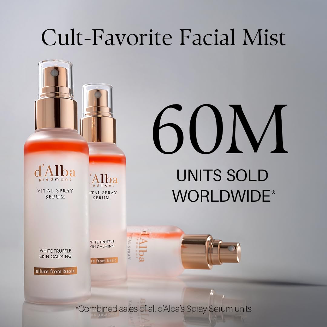 d'alba Piedmont Italian White Truffle First Spray Serum (3.38 fl oz) | Vegan Skin Care, Hydrating Face Moisturizer, Cakey Makeup Fix, Glow Serum for Radiant Skin, Non Comedogenic, Korean skincare