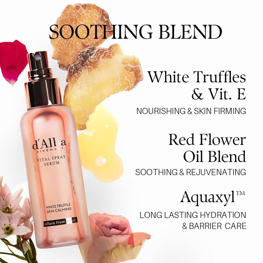 d'alba Piedmont Italian White Truffle First Spray Serum (3.38 fl oz) | Vegan Skin Care, Hydrating Face Moisturizer, Cakey Makeup Fix, Glow Serum for Radiant Skin, Non Comedogenic, Korean skincare