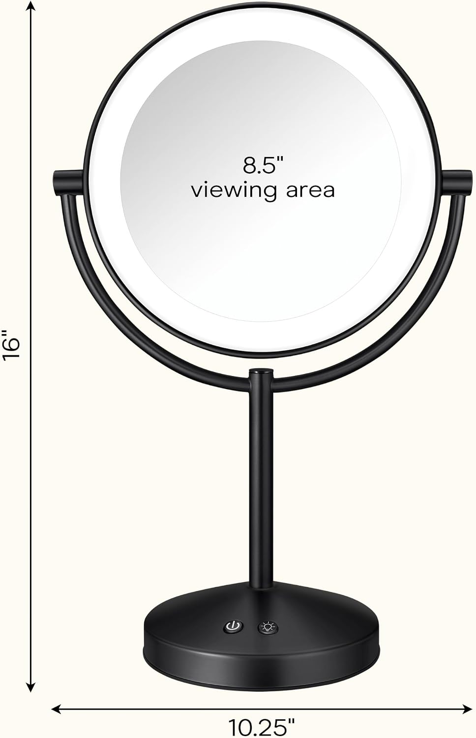 Conair LED Vanity Mirror, Double-Sided, 10x Maginification, Matte Black