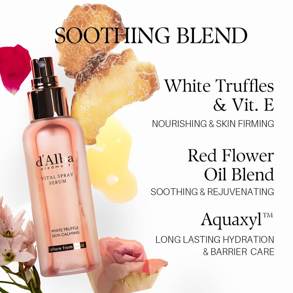 d'alba Piedmont Italian White Truffle First Spray Serum (3.38 fl oz) | Vegan Skin Care, Hydrating Face Moisturizer, Cakey Makeup Fix, Glow Serum for Radiant Skin, Non Comedogenic, Korean skincare