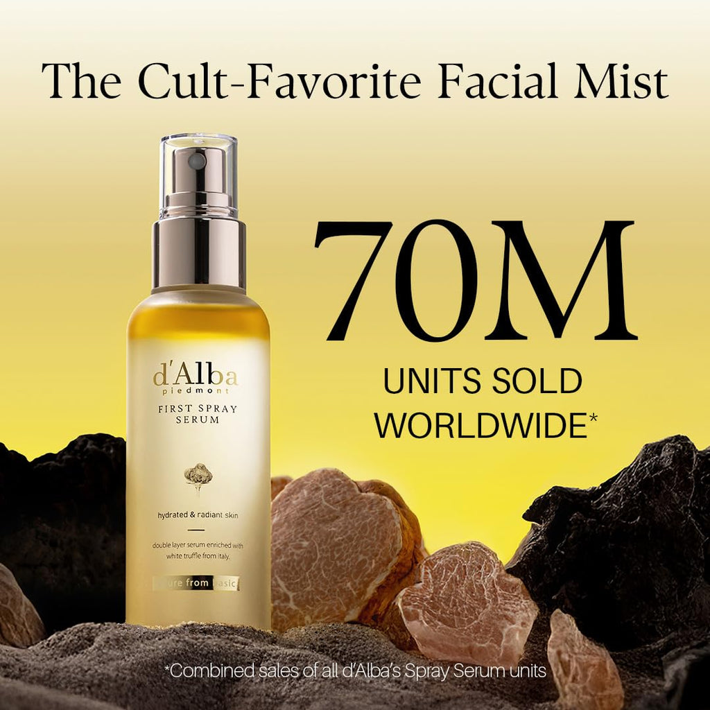 d'alba Piedmont Italian White Truffle First Spray Serum (3.38 fl oz) | Vegan Skin Care, Hydrating Face Moisturizer, Cakey Makeup Fix, Glow Serum for Radiant Skin, Non Comedogenic, Korean skincare