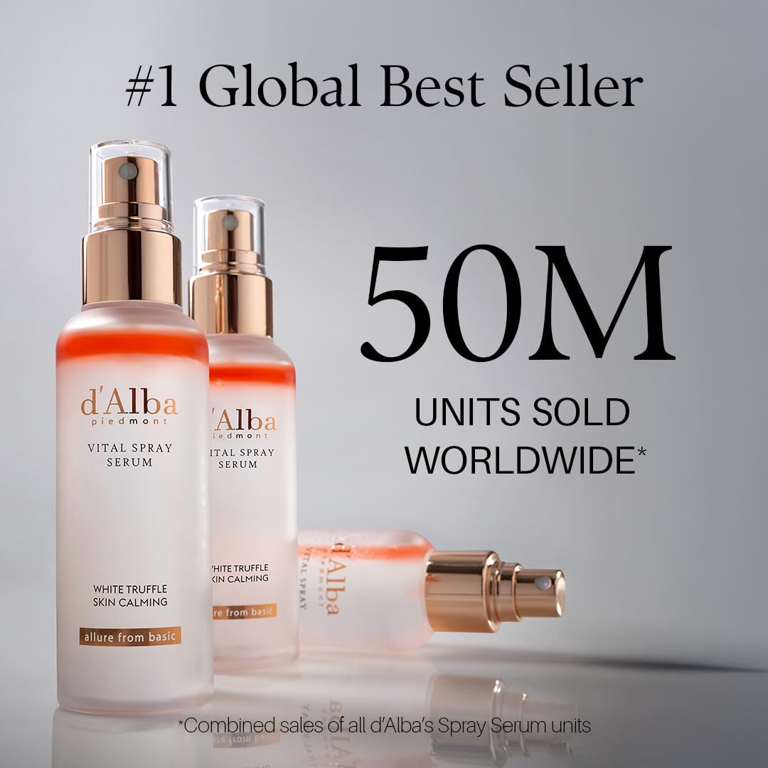 d'alba Piedmont Italian White Truffle First Spray Serum (3.38 fl oz) | Vegan Skin Care, Hydrating Face Moisturizer, Cakey Makeup Fix, Glow Serum for Radiant Skin, Non Comedogenic, Korean skincare
