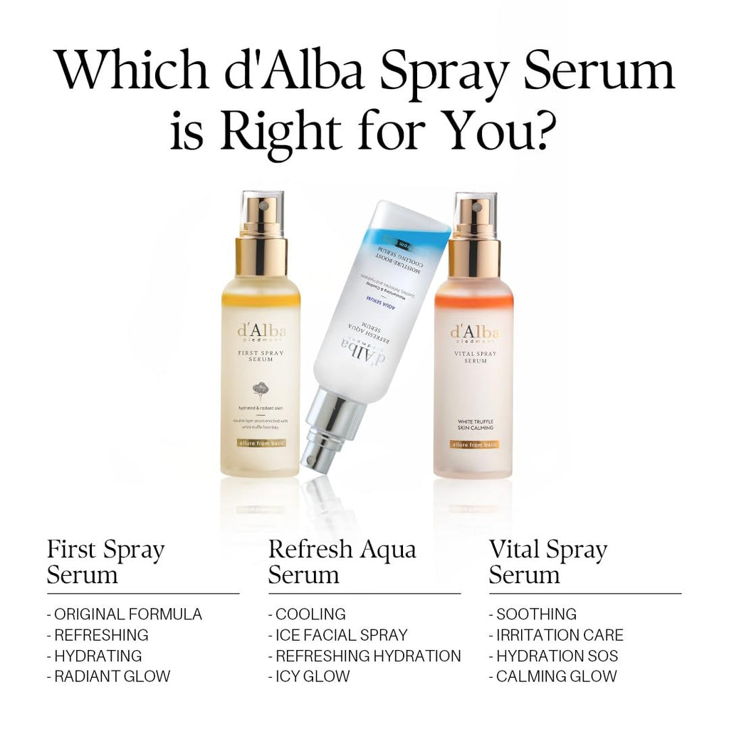 d'alba Piedmont Italian White Truffle First Spray Serum (3.38 fl oz) | Vegan Skin Care, Hydrating Face Moisturizer, Cakey Makeup Fix, Glow Serum for Radiant Skin, Non Comedogenic, Korean skincare