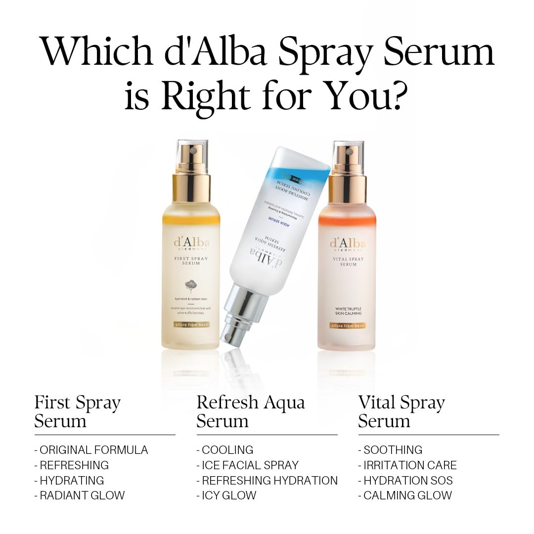 d'alba Piedmont Italian White Truffle First Spray Serum (3.38 fl oz) | Vegan Skin Care, Hydrating Face Moisturizer, Cakey Makeup Fix, Glow Serum for Radiant Skin, Non Comedogenic, Korean skincare