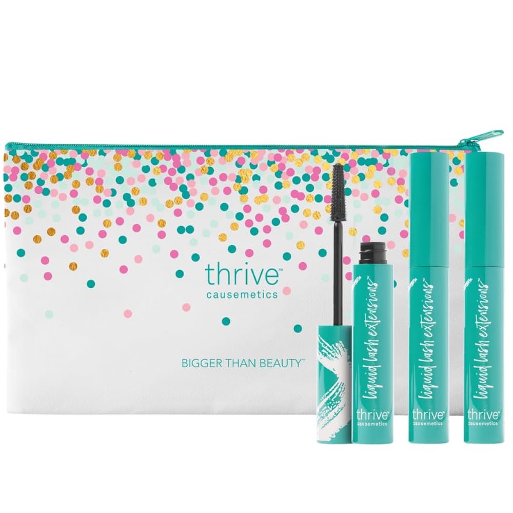 Thrive Causemetics Liquid Lash Extensions Mascara, Makeup Gift Set, Tubing Mascara Lengthening, Volumizing, Smudge Proof, No Clumping or Flaking, Cruelty Free, Brynn (Rich Black)