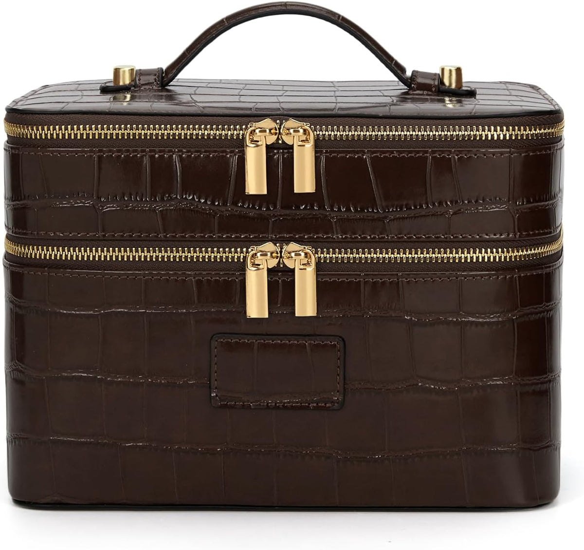 HiTotes Large Makeup Bag Crocodile Duo Vanity Case for Women Travel Toiletry Bag Leather Makeup Case Cosmetic Bag