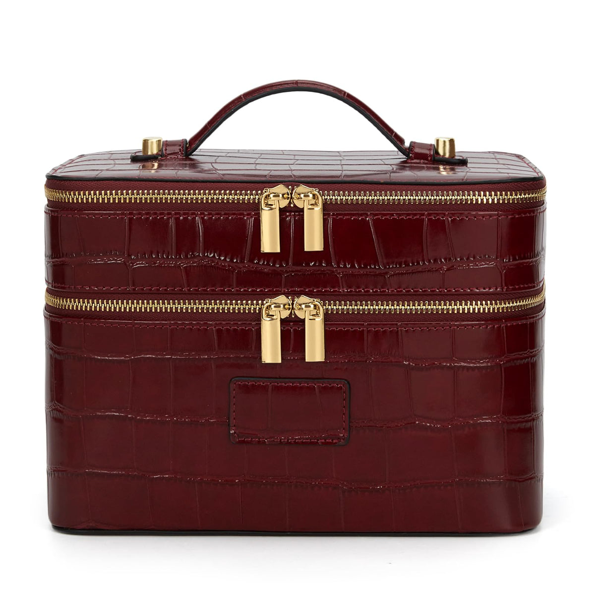 HiTotes Large Makeup Bag Crocodile Duo Vanity Case for Women Travel Toiletry Bag Leather Makeup Case Cosmetic Bag