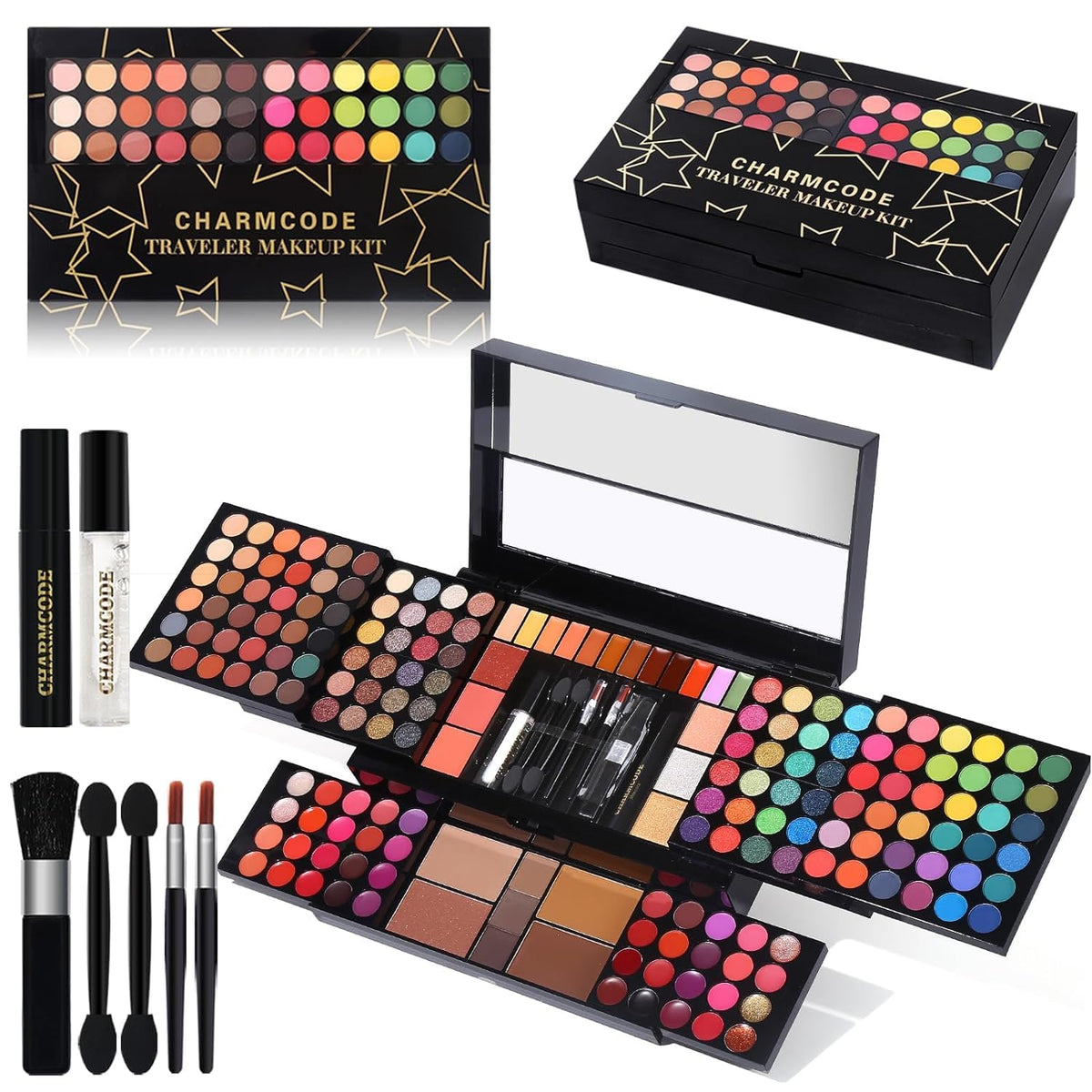 Professional Big Makeup Kit for Teens Girls & Women Full Kit, Beauty Case with Beginner Cosmetics Sets, All-in-One Make Up Gift Box with Lipgloss, Eyeshadow,Blush,Highlight,Brow&Liner Pens,Brush,etc
