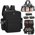 Relavel Makeup Backpack, Extra Large Makeup Bag with 5 Removable Pouches, Professional Makeup Artist Kit Travel Train Case Cosmetic Organizer Box for Nail Polish, Hair Tools, Barber Supplies, Black