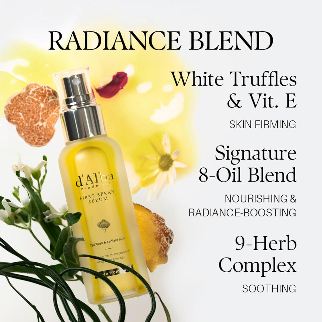d'alba Piedmont Italian White Truffle First Spray Serum (3.38 fl oz) | Vegan Skin Care, Hydrating Face Moisturizer, Cakey Makeup Fix, Glow Serum for Radiant Skin, Non Comedogenic, Korean skincare