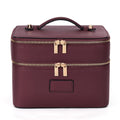 HiTotes Large Makeup Bag Crocodile Duo Vanity Case for Women Travel Toiletry Bag Leather Makeup Case Cosmetic Bag